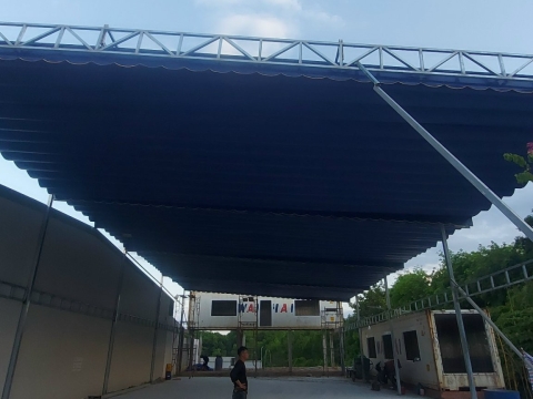 Thi công 500 m2 mái xếp tại bến cát bình dương 