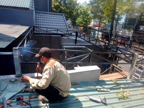 Mái bạt xếp tự động cho quán Nhậu tại Bến Cát - Bình Dương