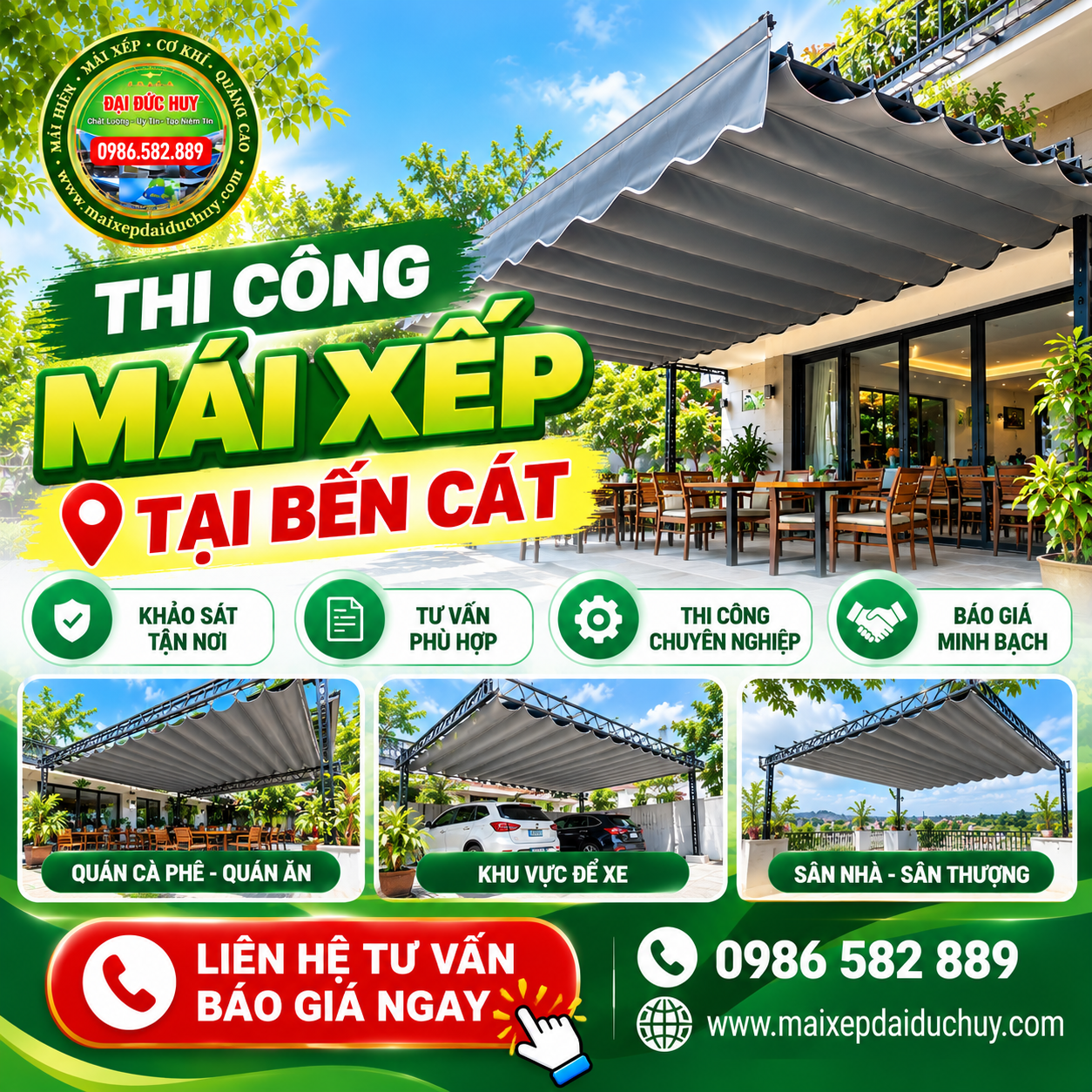 Thi Công Mái Xếp Di Động Tại Bến Cát