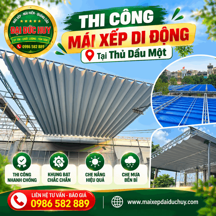 thi công mái xếp di động Thủ Dầu Một