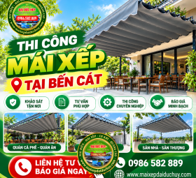Thi Công Mái Xếp Di Động Tại Bến Cát: Khảo Sát Và Báo Giá | Đại Đức Huy
