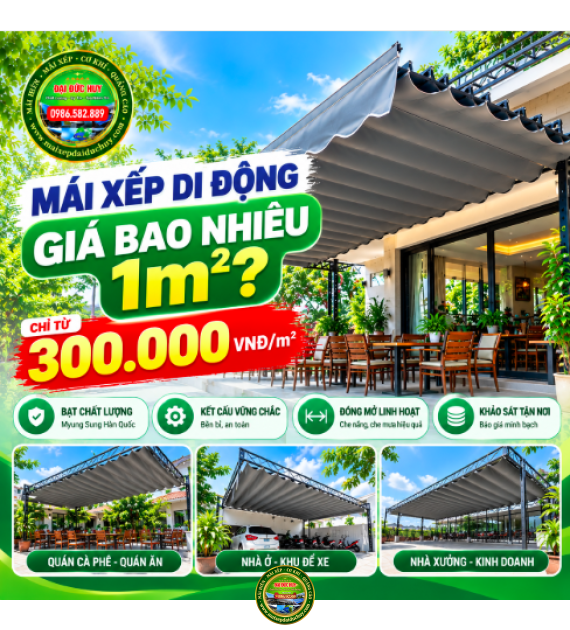 Mái Xếp Di Động Giá Bao Nhiêu 1m²? Bảng Giá Tham Khảo Mới Nhất | Đại Đức Huy